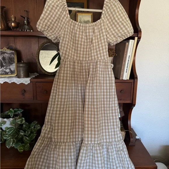 J. Crew Gingham Puff-Sleeve Midi Dress - Picture 2 of 7